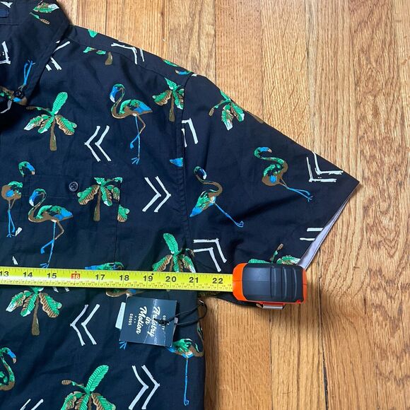 Artistry in Motion Shirt Mens L Button Down S/S Black Flamingo Slim Fit NWT - Picture 7 of 8
